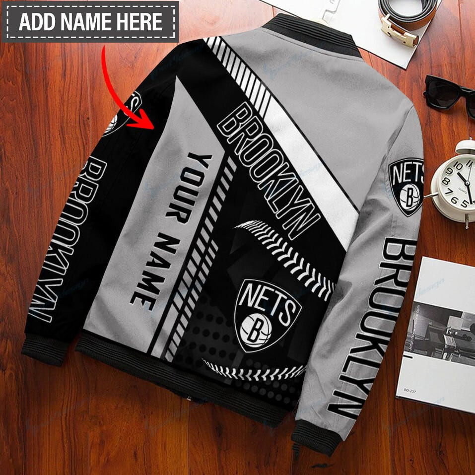 Brooklyn Nets Personalized Bomber Jacket | NBA Team Jacket for Men & Women | Basketball Fan Gift