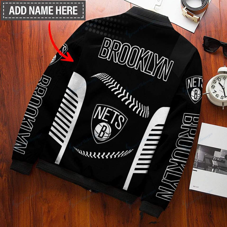 Brooklyn Nets Personalized Bomber Jacket | NBA Team Jacket for Men & Women | Basketball Fan Gift