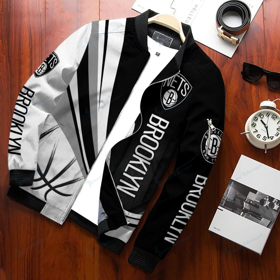 Brooklyn Nets Personalized Bomber Jacket | NBA Team Jacket for Men & Women | Basketball Fan Gift