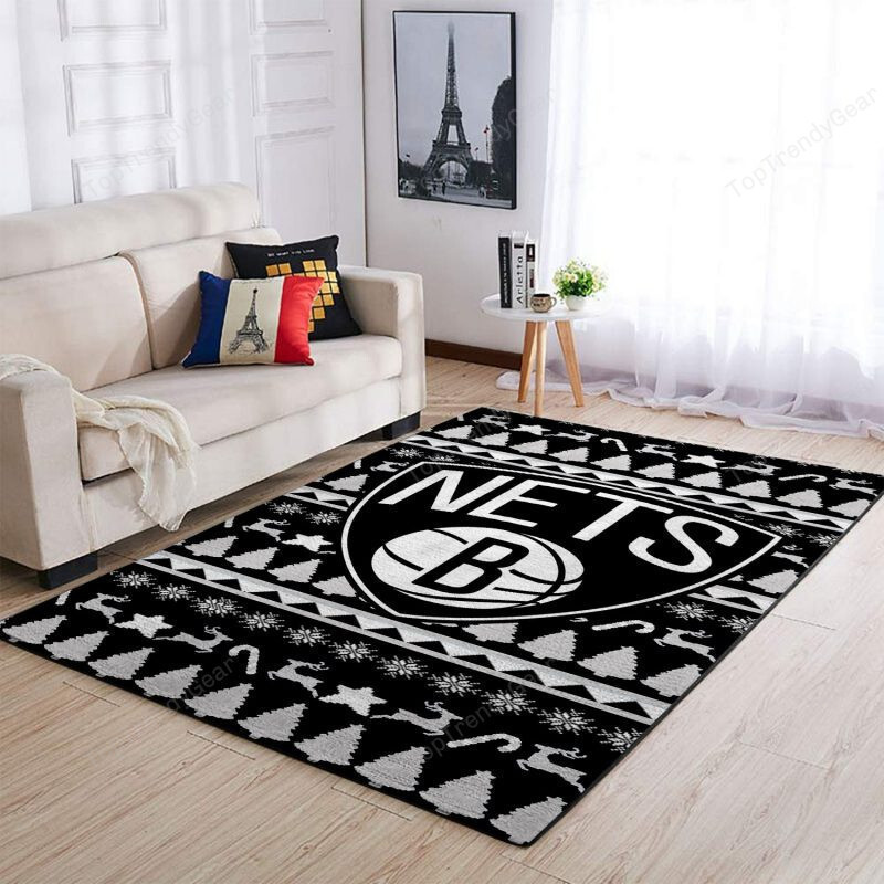 Brooklyn Nets Rectangle Area Rug – Full Print Carpet For Living Room & Bedroom Home Decor
