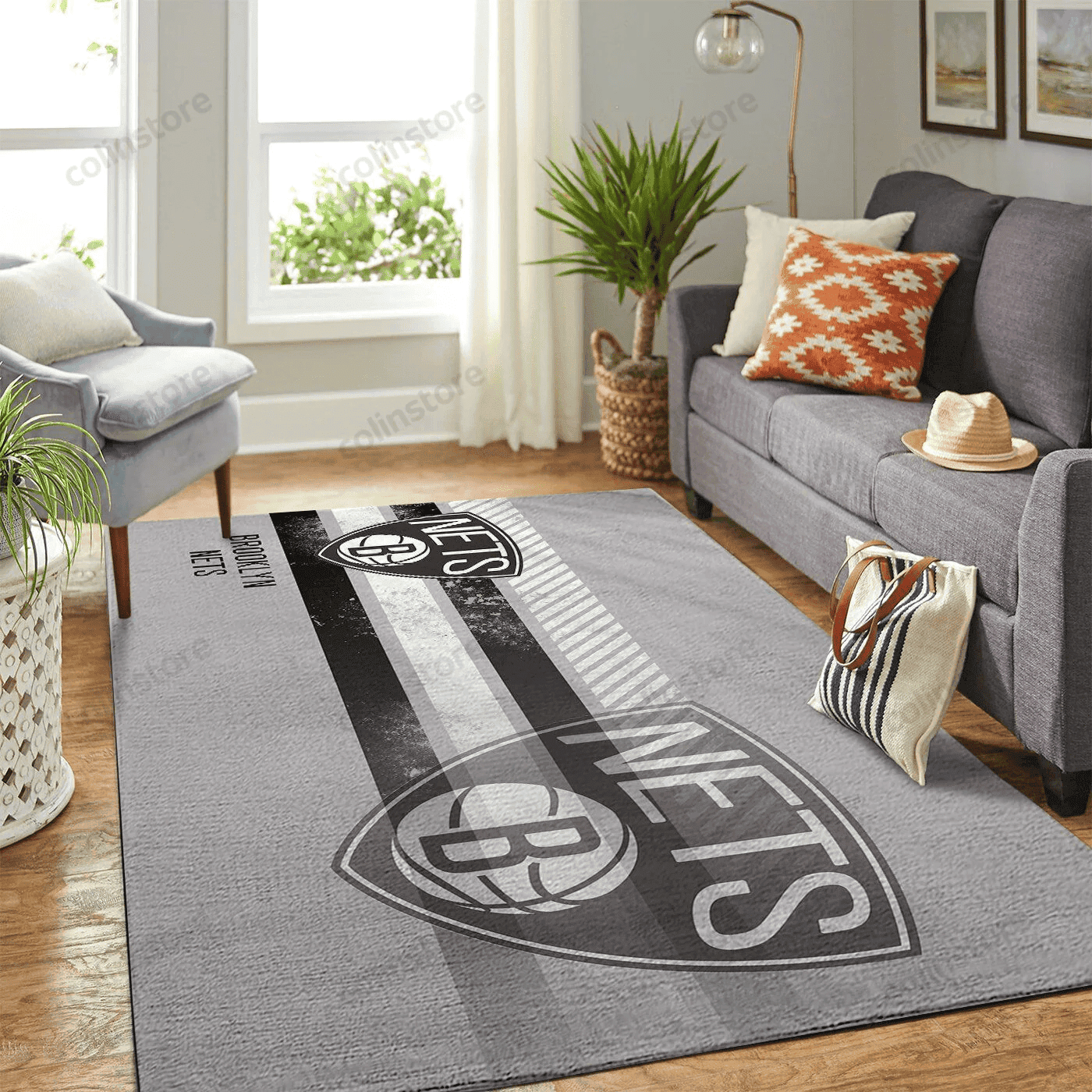 Brooklyn Nets Team Logo Nice Gift 3D Rectangle Area Rug – Full Print Carpet For Living Room & Bedroom Home Decor