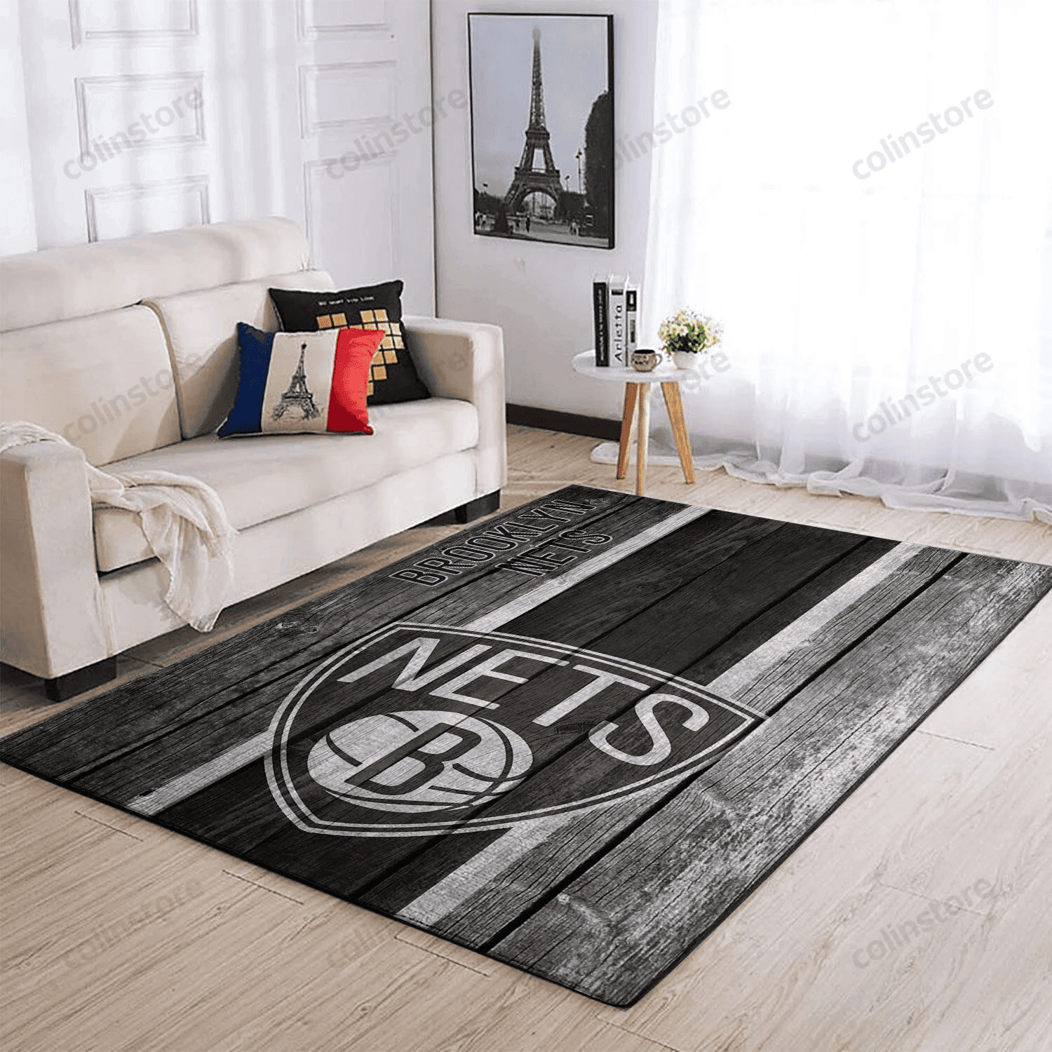 Brooklyn Nets Team Logo Rectangle Area Rug – Full Print Carpet For Living Room & Bedroom Home Decor