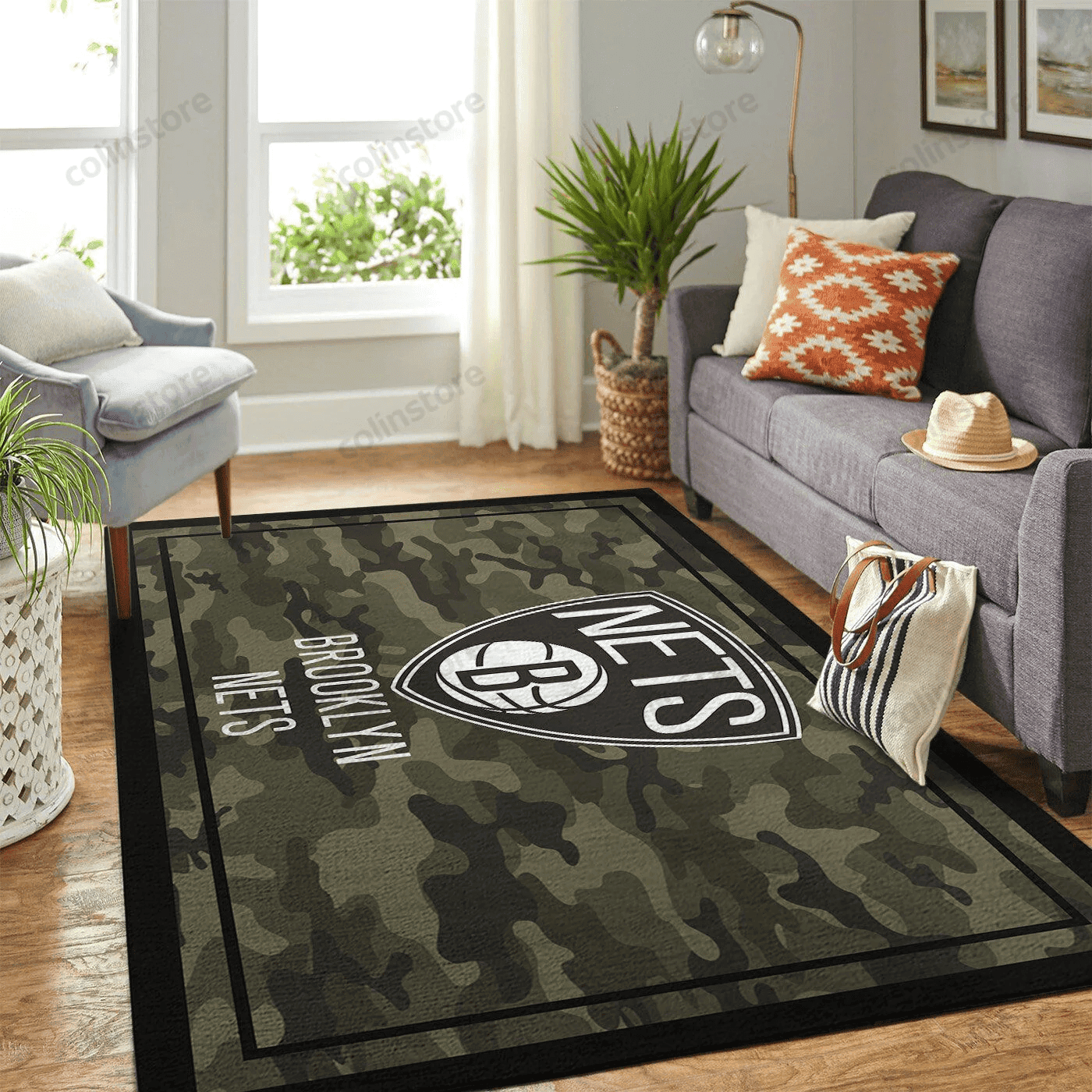 Brooklyn Nets Team Logo Rectangle Area Rug – Full Print Carpet For Living Room & Bedroom Home Decor