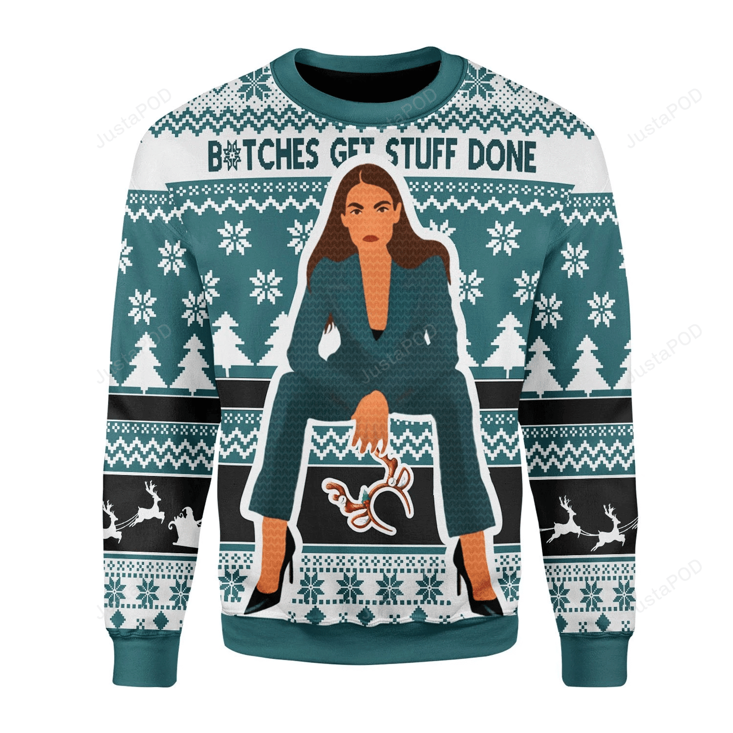 B*Tches Get Stuff Done Ugly Christmas Sweater, Perfect Holiday Gift