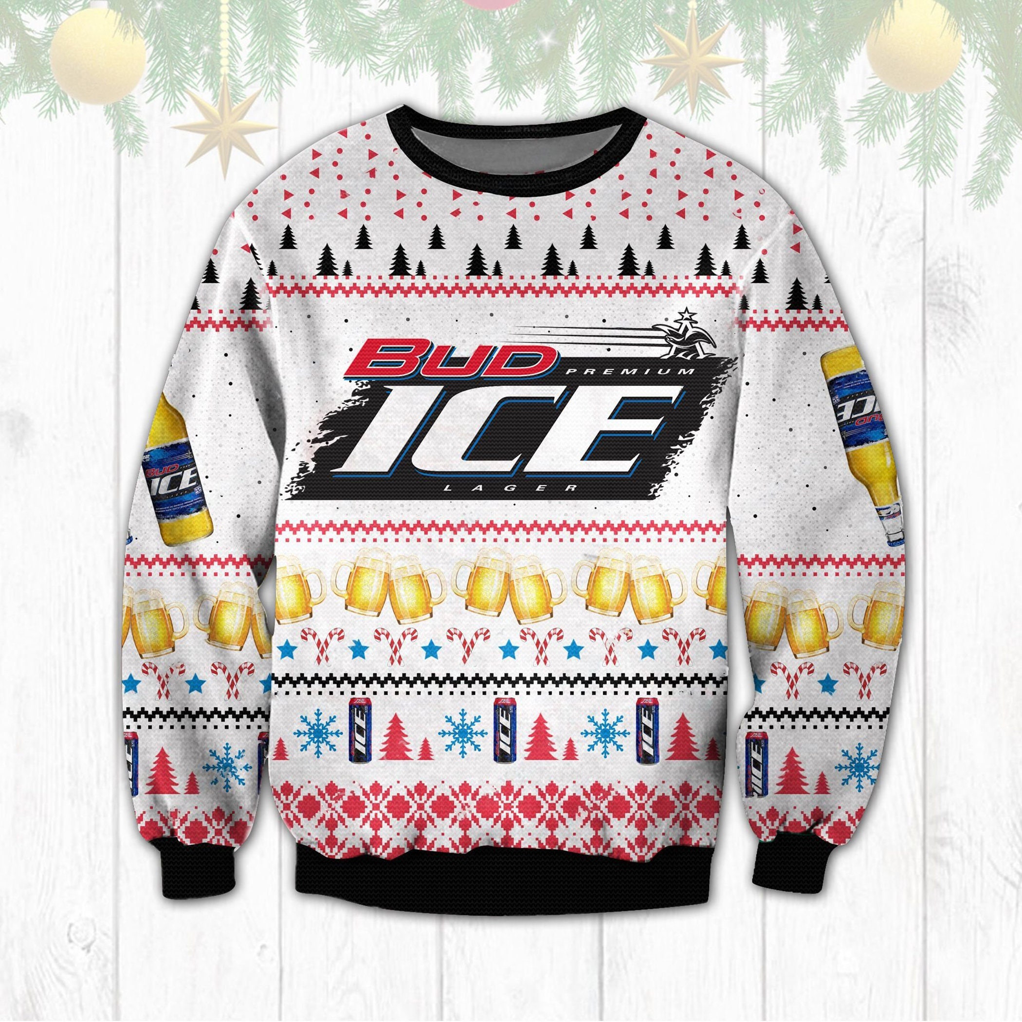 Bud Ice Lager Beer Ugly Christmas Sweater