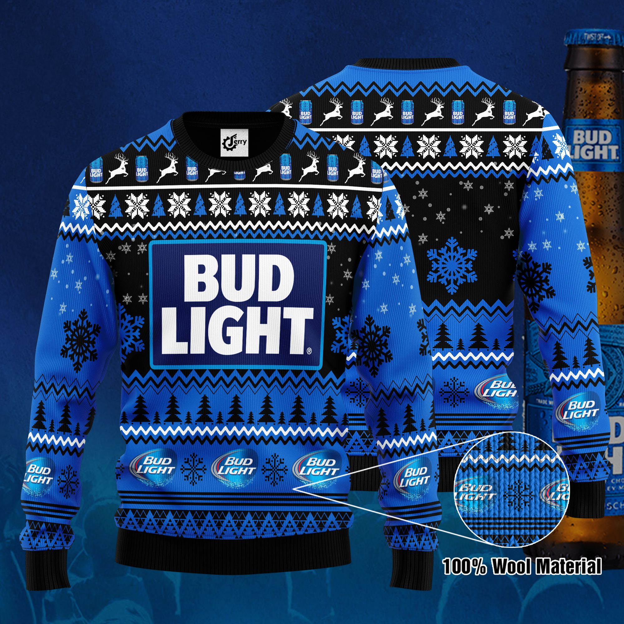 Bud Light 3D Print Ugly Christmas Sweater, Hoodie, Zip Hoodie, Bomber Jacket