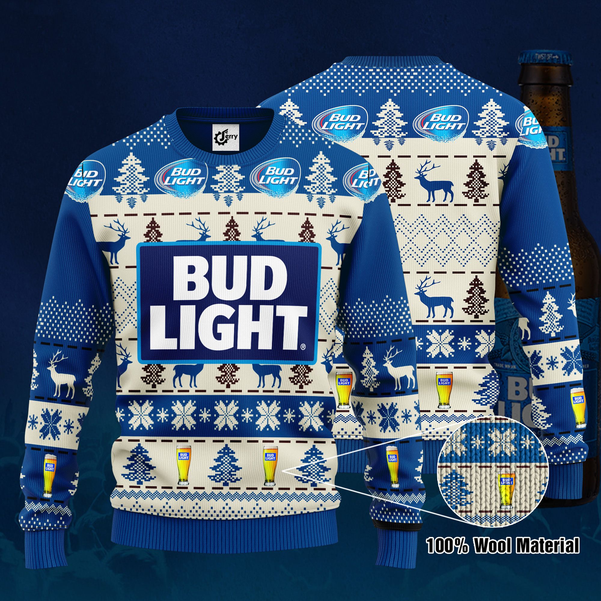 Bud Light 3D Print Ugly Christmas Sweater, Hoodie, Zip Hoodie, Bomber Jacket
