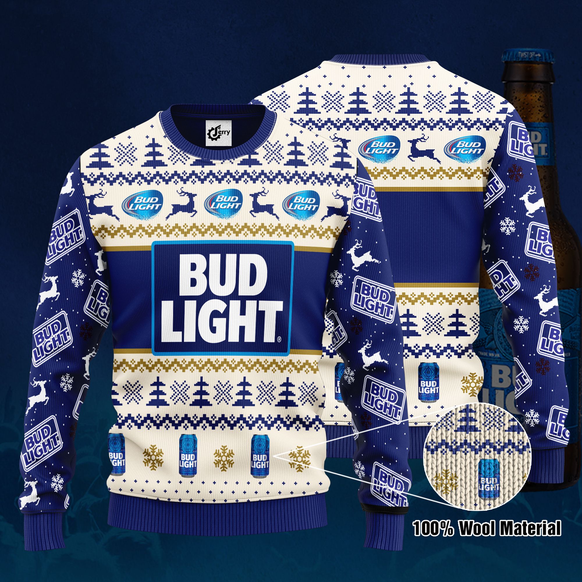 Bud Light 3D Print Ugly Christmas Sweater, Hoodie, Zip Hoodie, Bomber Jacket