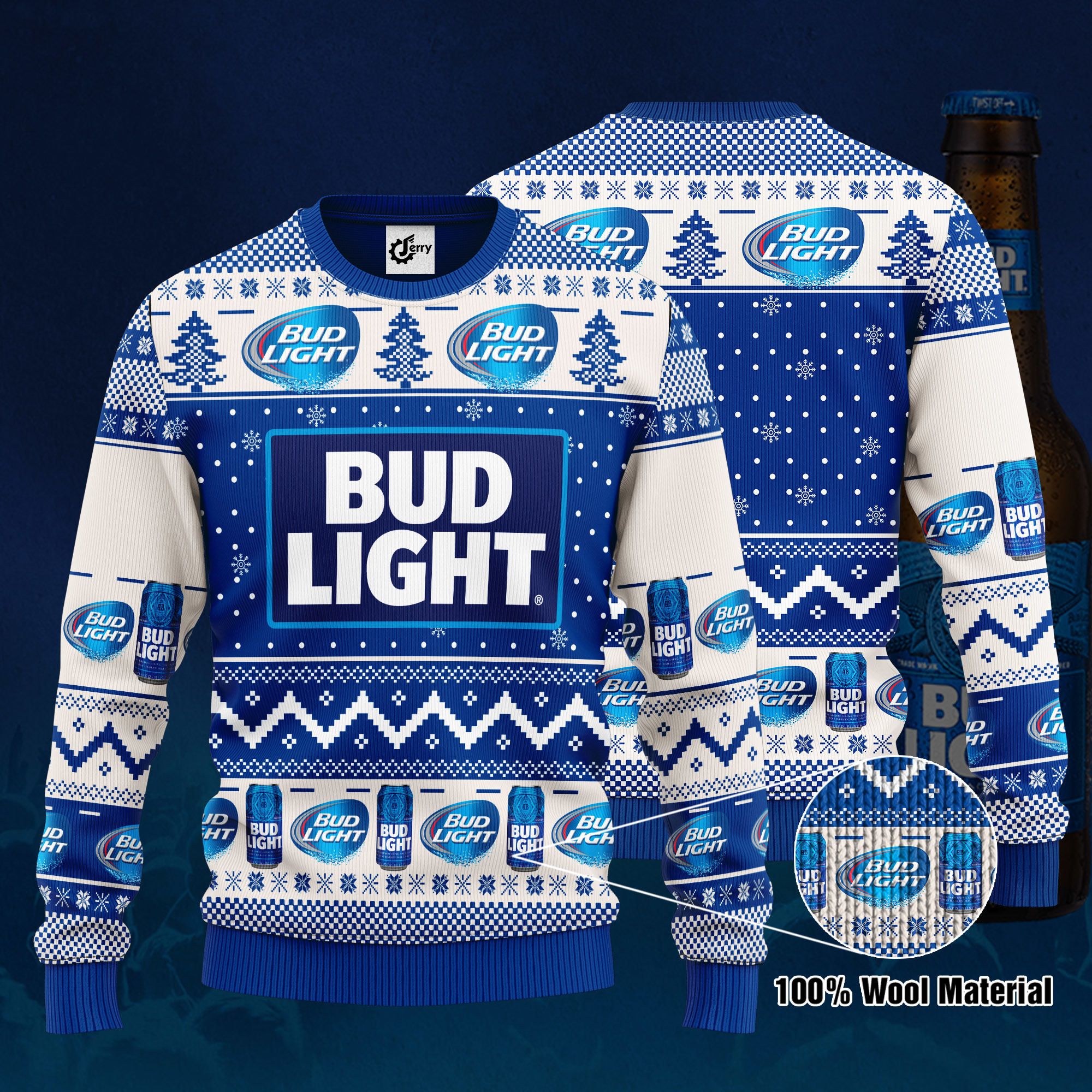 Bud Light 3D Print Ugly Christmas Sweater, Hoodie, Zip Hoodie, Bomber Jacket