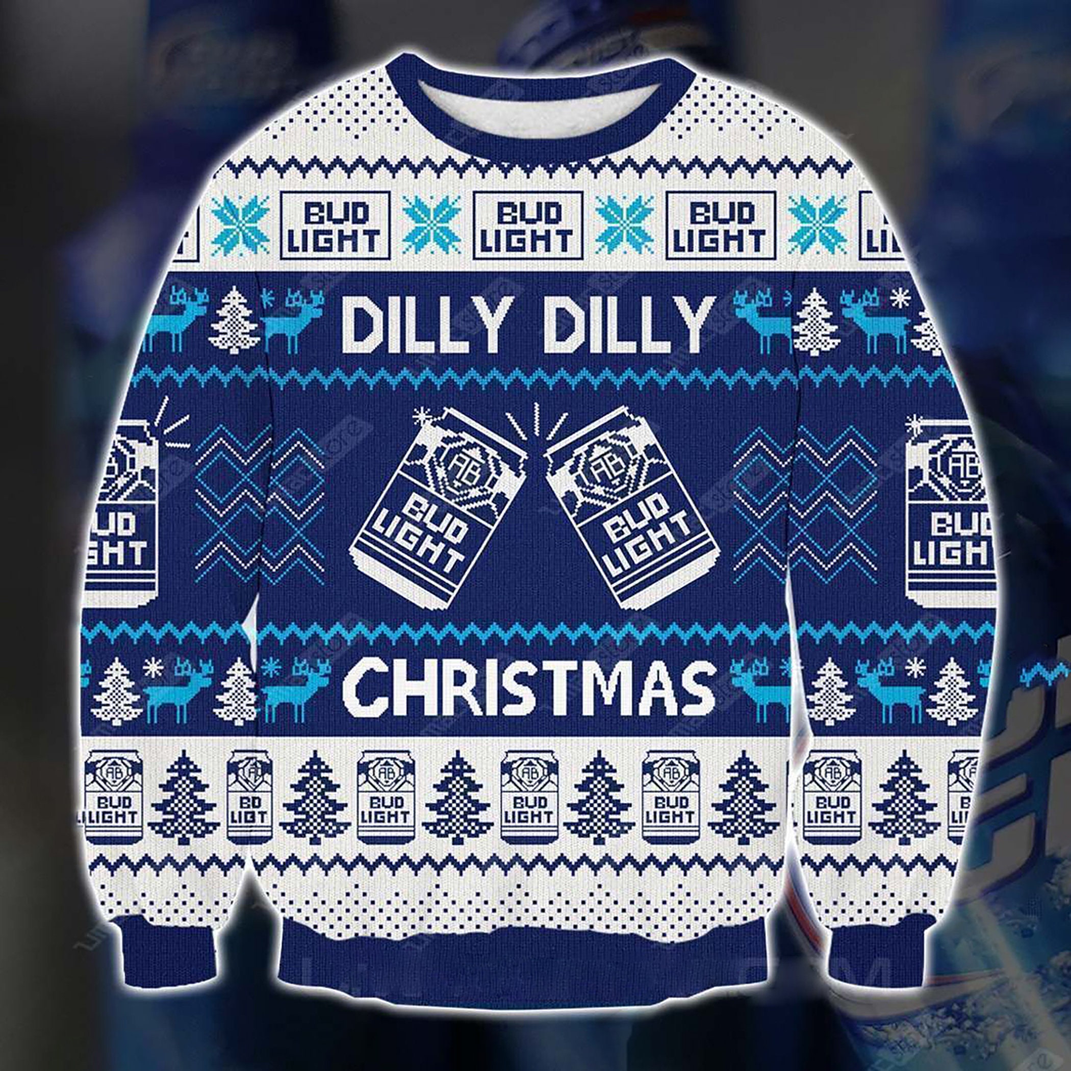 Bud Light Dilly Dilly Print Ugly Christmas Sweater