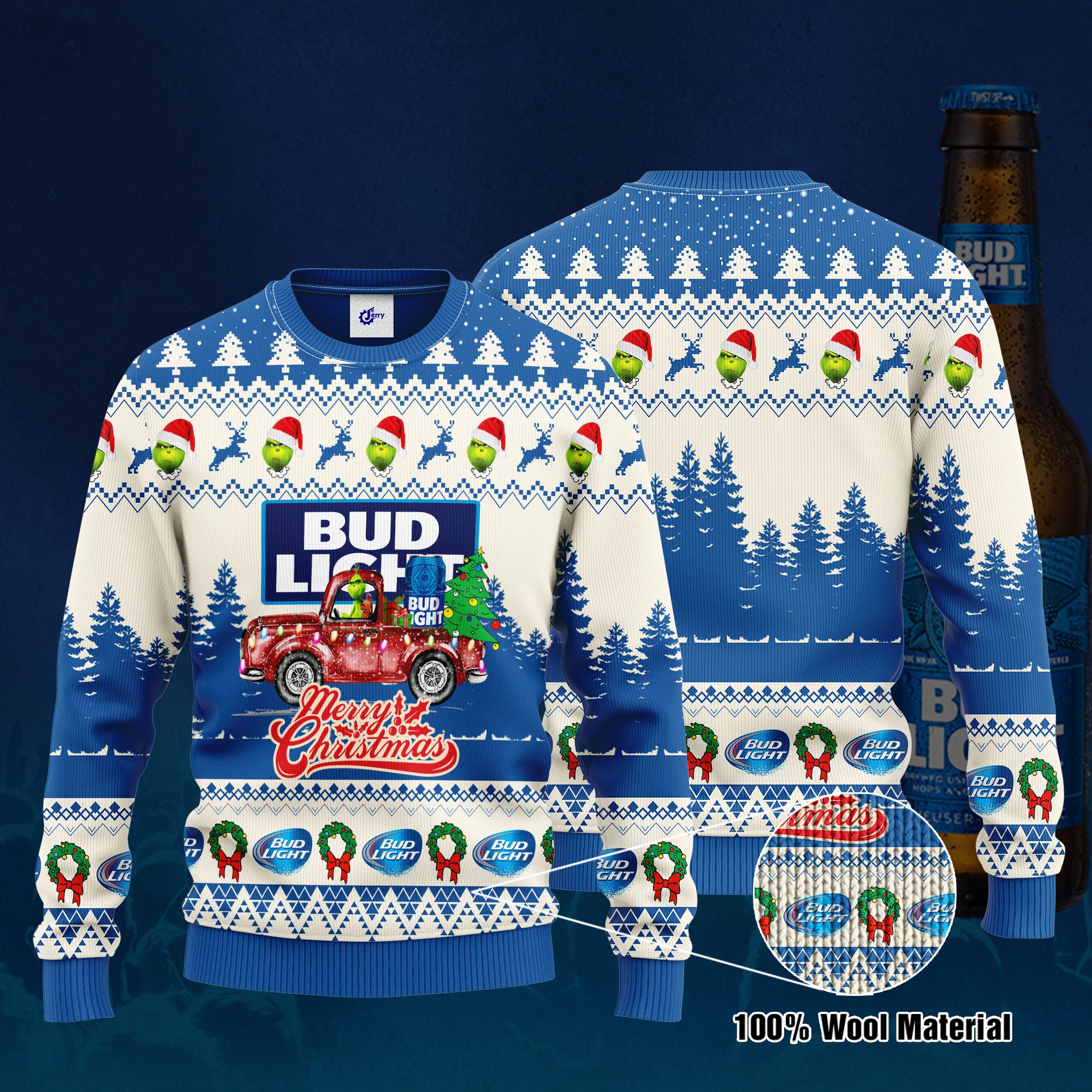 Bud Light Grinch Merry Christmas Ugly Christmas Sweater, Hoodie, Zip Hoodie, Bomber Jacket