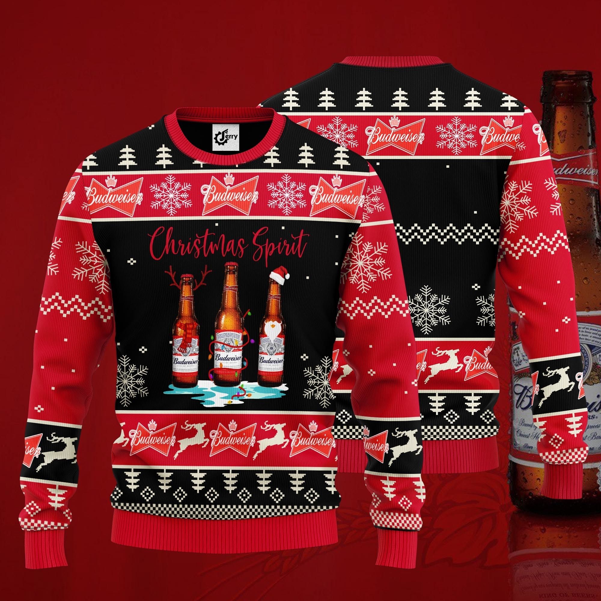 Budweiser Christmas Spirit Ugly Christmas Sweater