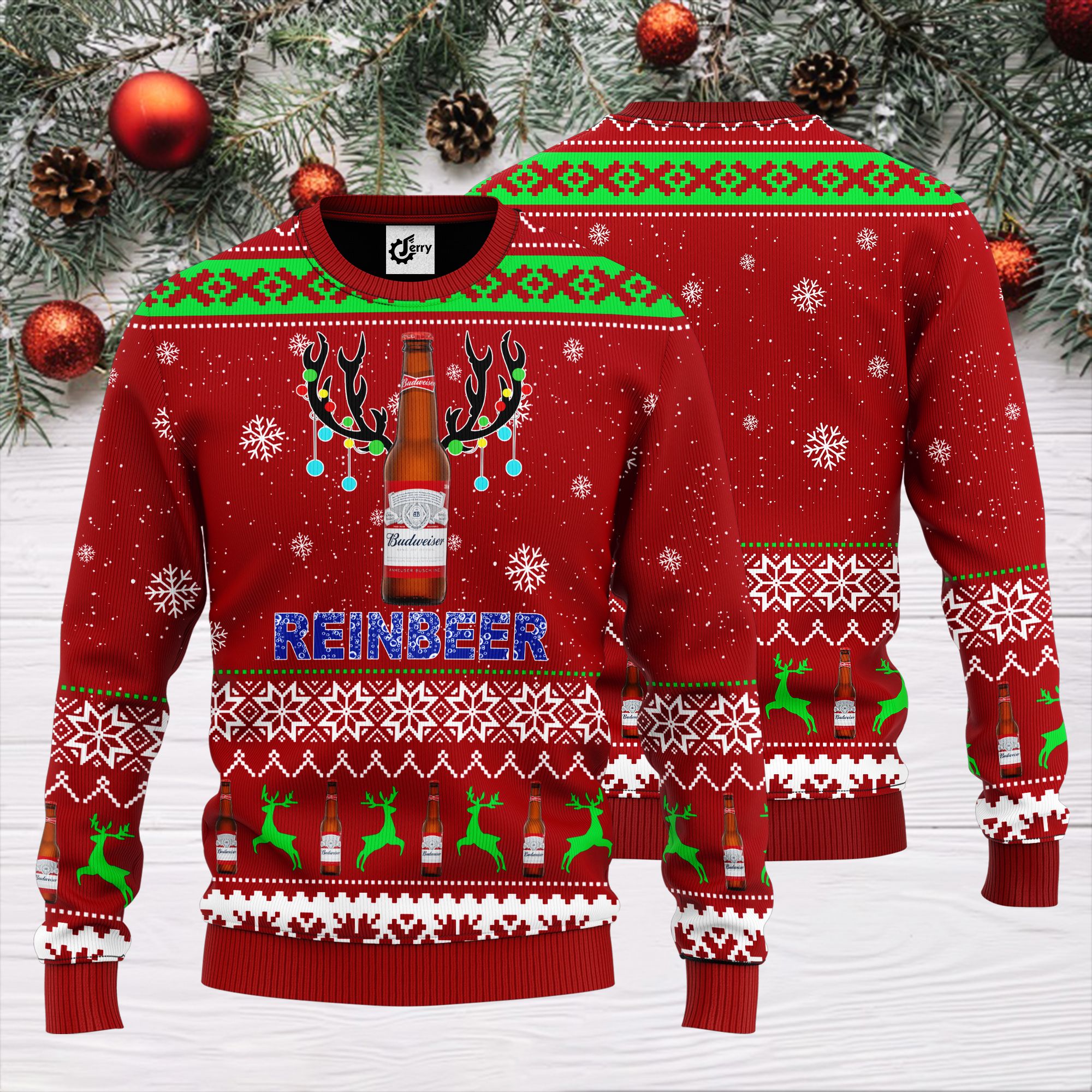 Budweiser Reinbeer Ugly Christmas Sweater