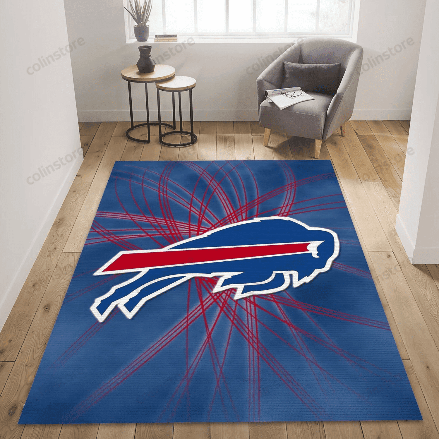 Buffalo Bills 1960 Logo Rectangle Area Rug – Full Print Carpet For Living Room & Bedroom Home Decor