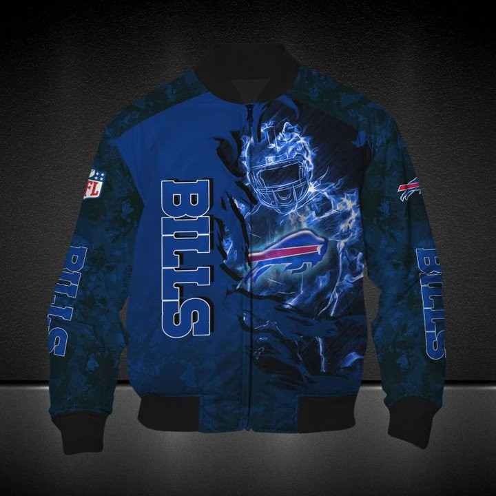 Buffalo Bills Blue Scratch Bomber Jacket | NFL Team Jacket for Men & Women | Football Fan Gift