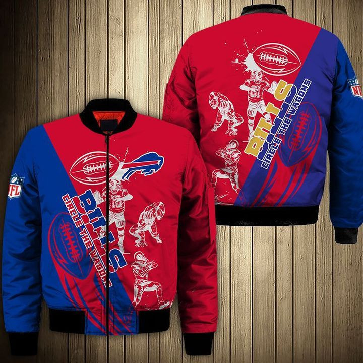 Buffalo Bills Cartoon Athlete Ball Star Bomber Jacket | NFL Team Jacket for Men & Women | Football Fan Gift