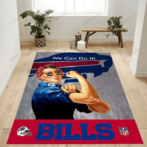 Buffalo Bills Logo Rectangle Area Rug – Full Print Carpet For Living Room & Bedroom Home Decor
