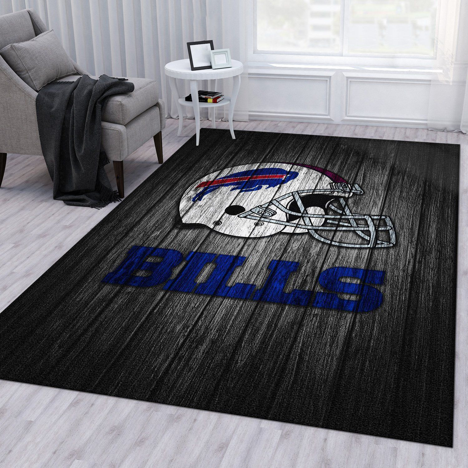 Buffalo Bills Logo Rectangle Area Rug – Full Print Carpet For Living Room & Bedroom Home Decor