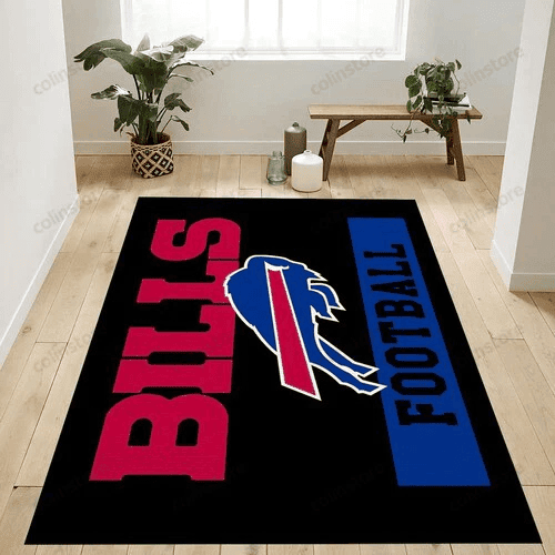 Buffalo Bills Logo Rectangle Area Rug – Full Print Carpet For Living Room & Bedroom Home Decor