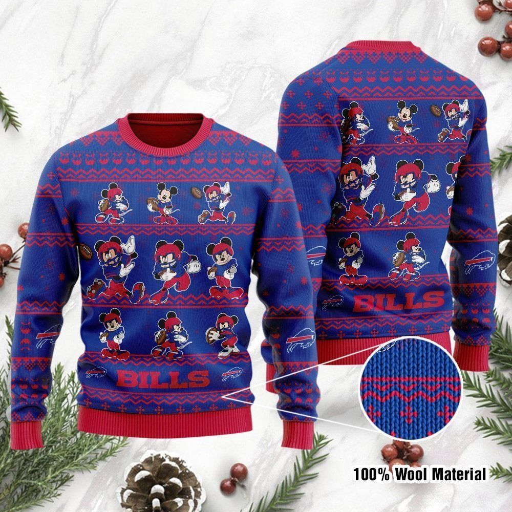 Buffalo Bills Mickey Mouse Ugly Christmas Sweater Holiday Party Men Women Plus Size