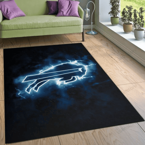 Buffalo Bills Neon 3D Rectangle Area Rug – Full Print Carpet For Living Room & Bedroom Home Decor