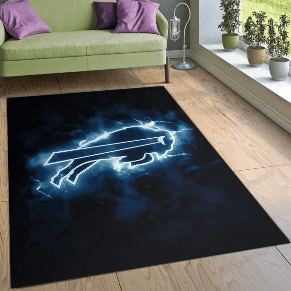 Buffalo Bills Neon Rectangle Area Rug – Full Print Carpet For Living Room & Bedroom Home Decor