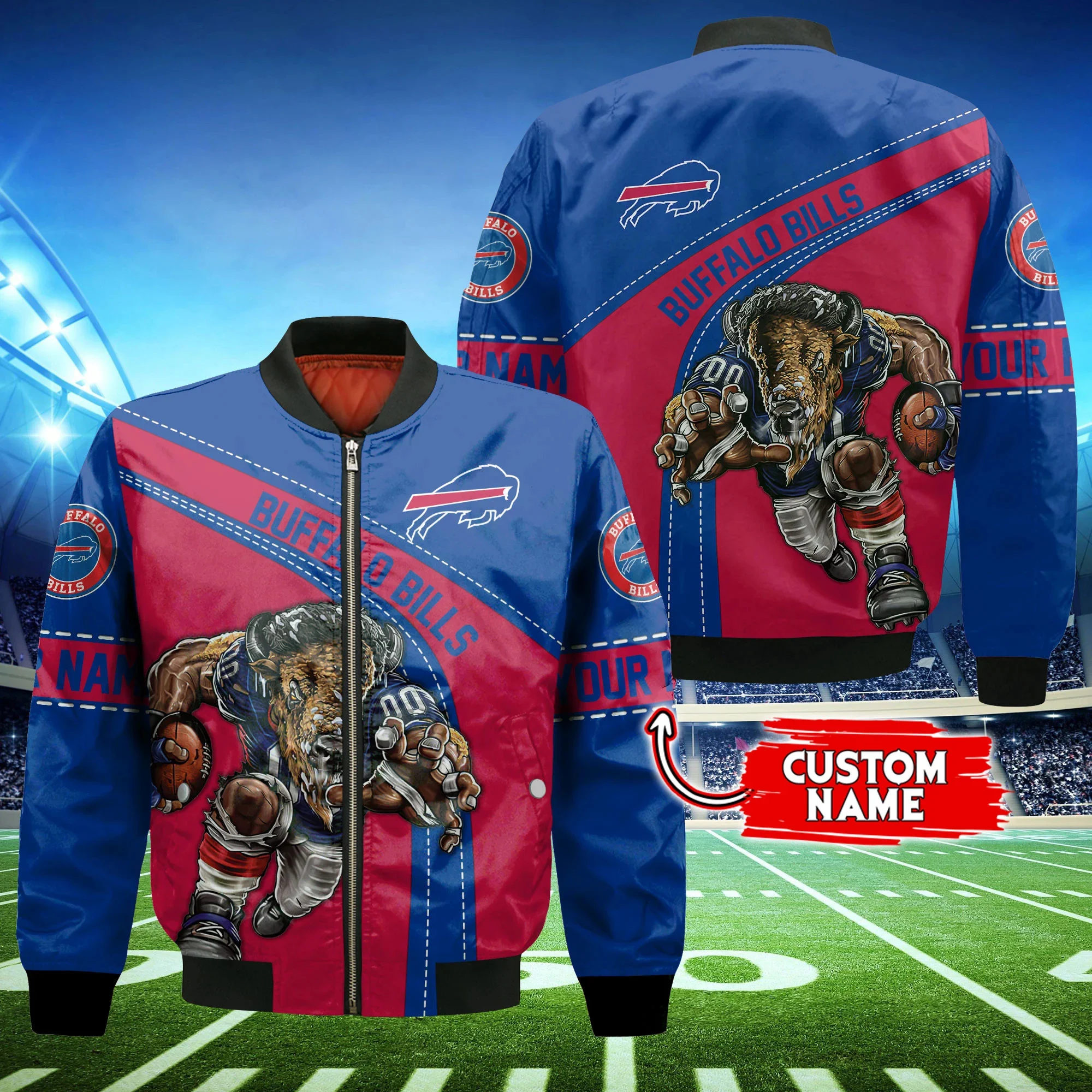Buffalo Bills Personalized Thick Bomber Jacket | NFL Team Jacket for Men & Women | Football Fan Gift