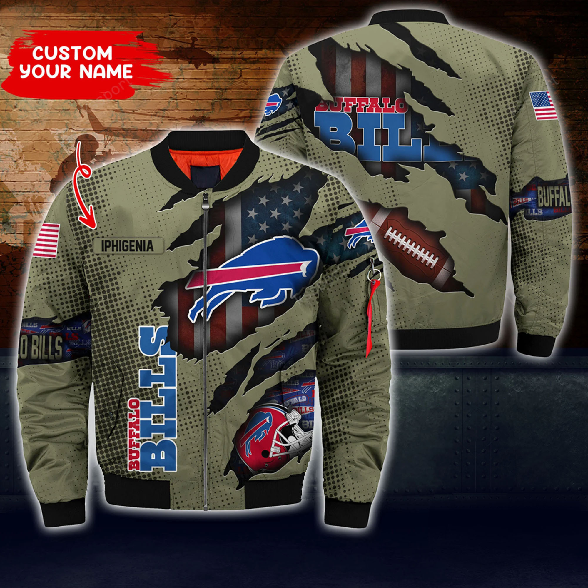 Buffalo Bills Personalized Thick Bomber Jacket | NFL Team Jacket for Men & Women | Football Fan Gift