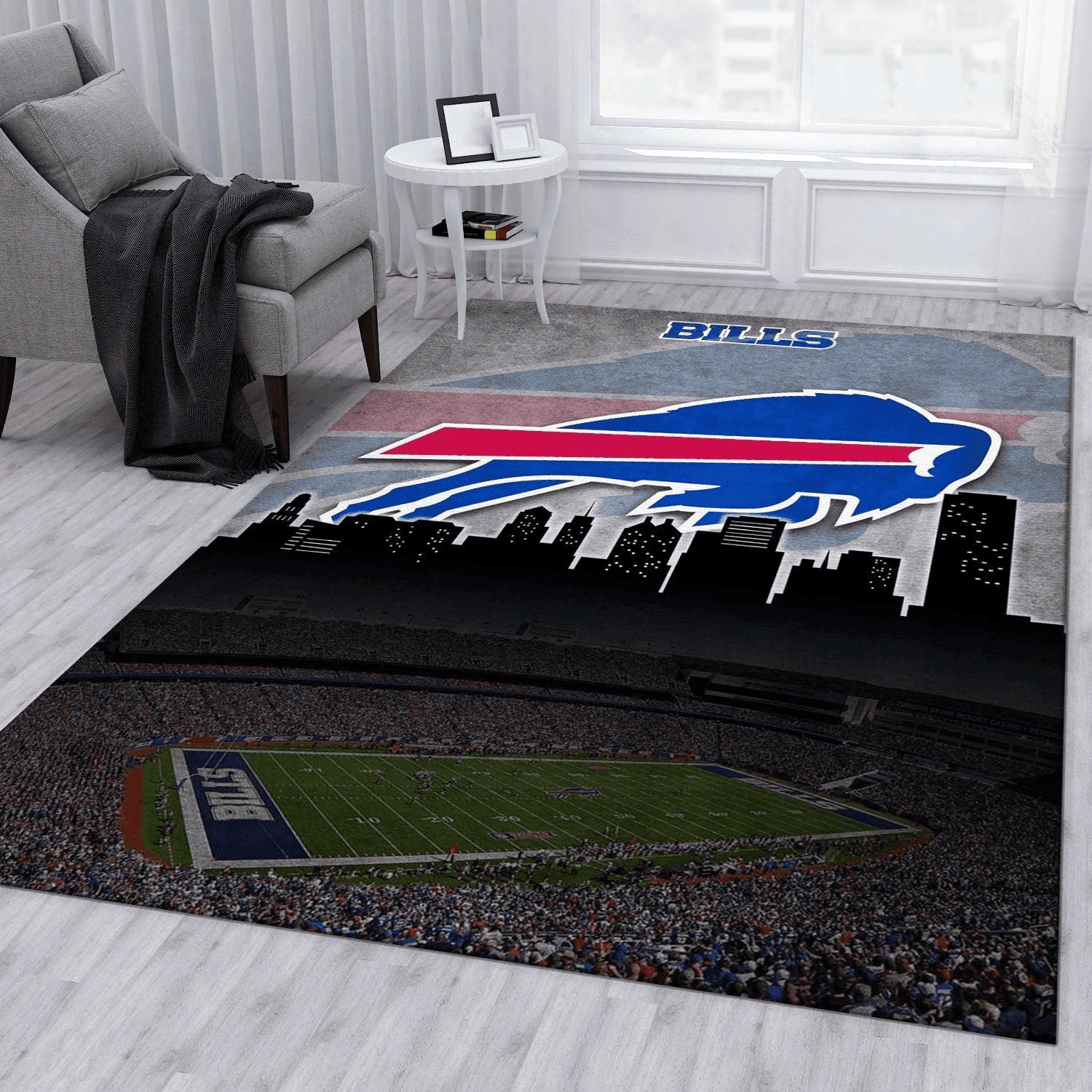 Buffalo Bills Rectangle Area Rug – Full Print Carpet For Living Room & Bedroom Home Decor