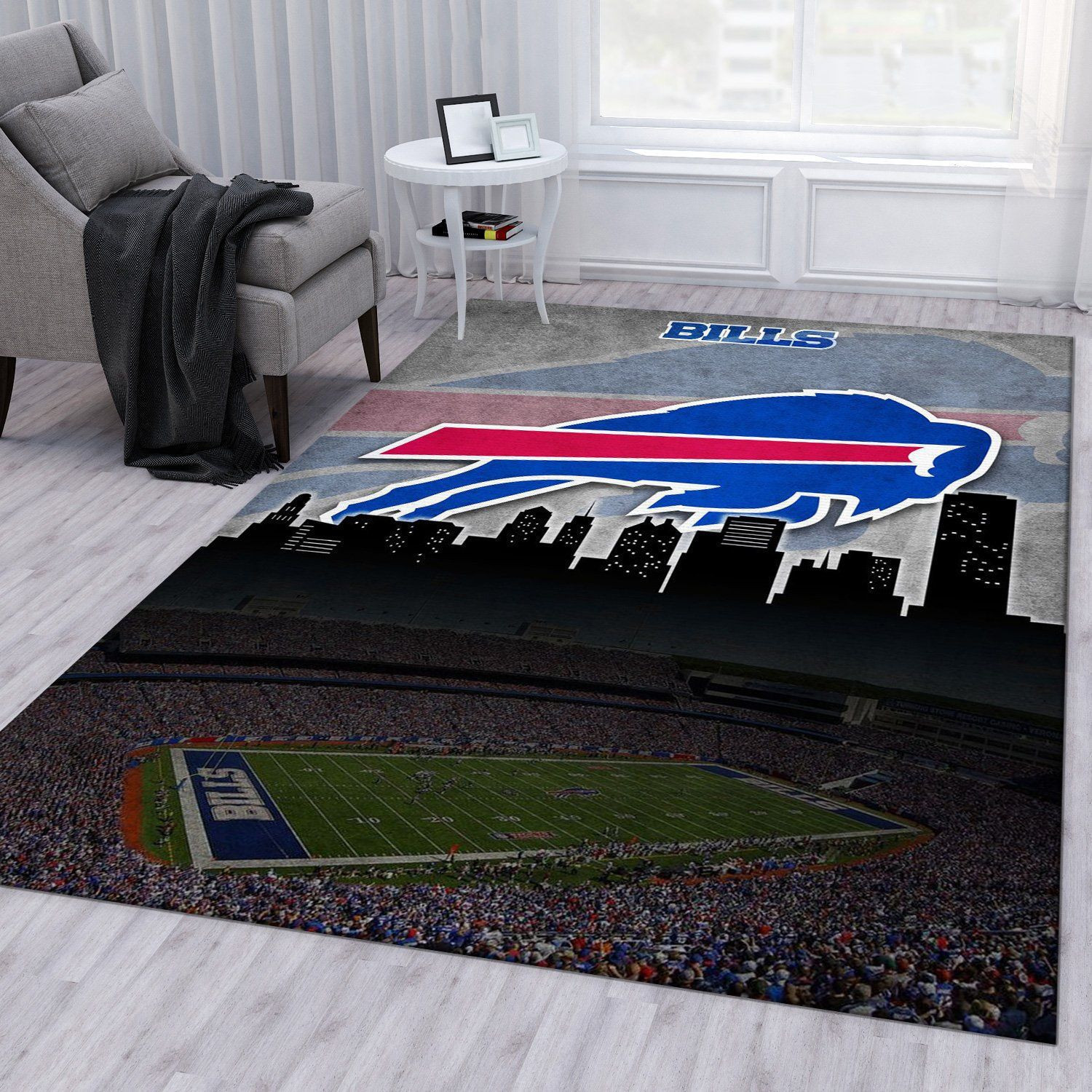 Buffalo Bills Rectangle Area Rug – Full Print Carpet For Living Room & Bedroom Home Decor