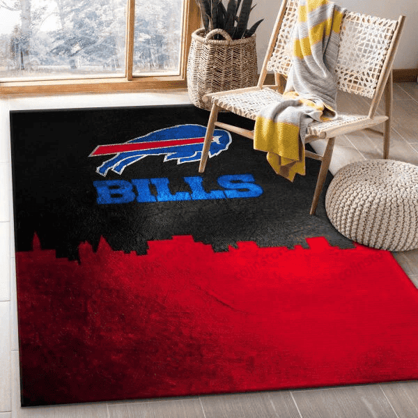 Buffalo Bills Skyline 3D Rectangle Area Rug – Full Print Carpet For Living Room & Bedroom Home Decor