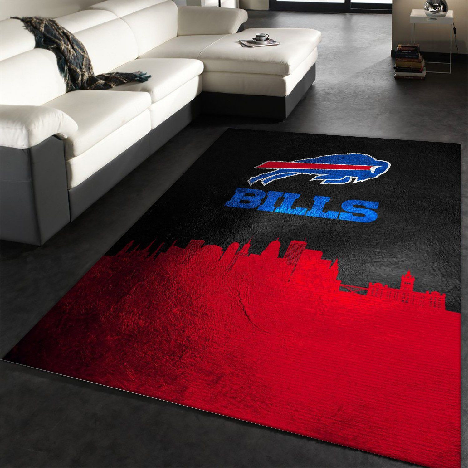 Buffalo Bills Skyline Rectangle Area Rug – Full Print Carpet For Living Room & Bedroom Home Decor
