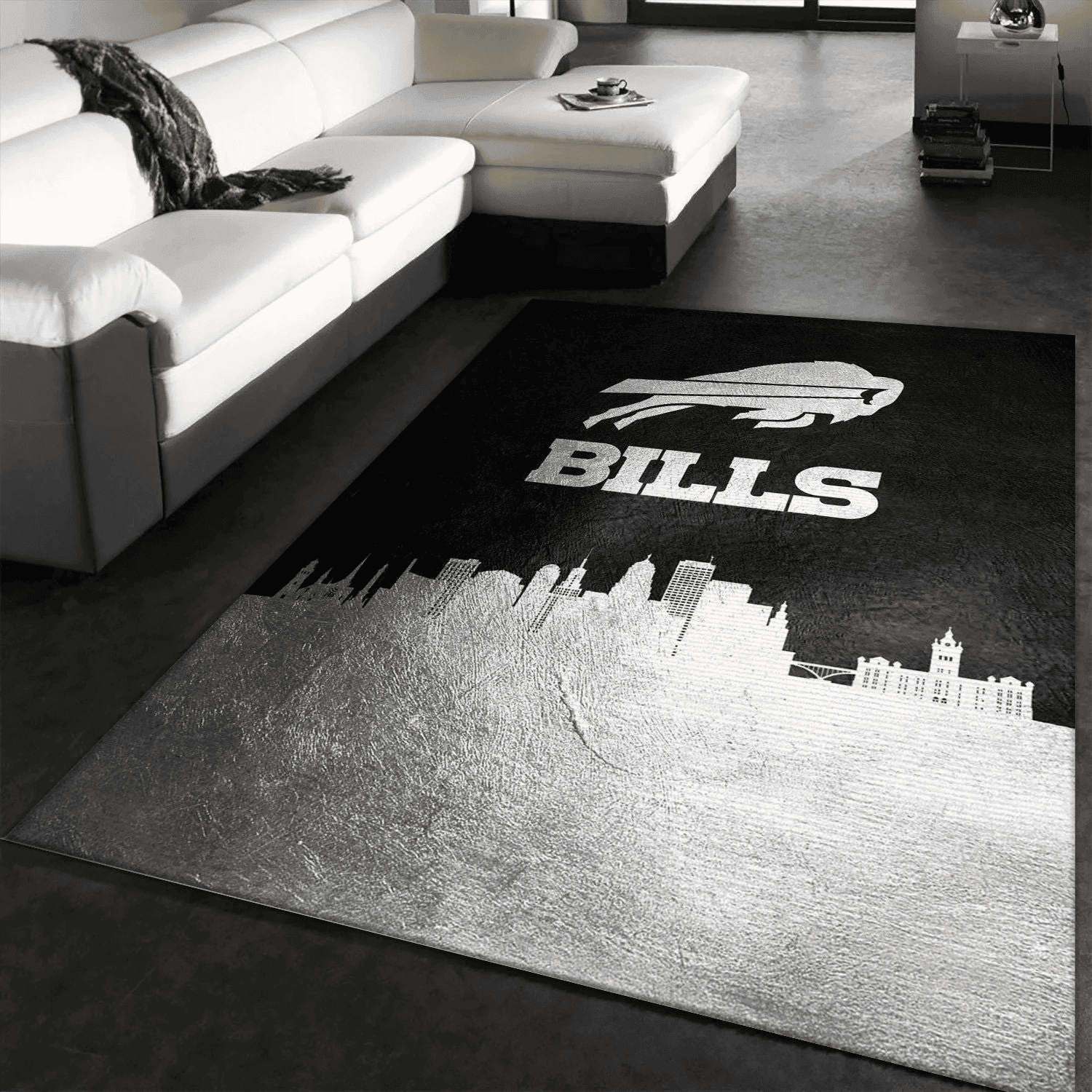 Buffalo Bills Skyline Rectangle Area Rug – Full Print Carpet For Living Room & Bedroom Home Decor
