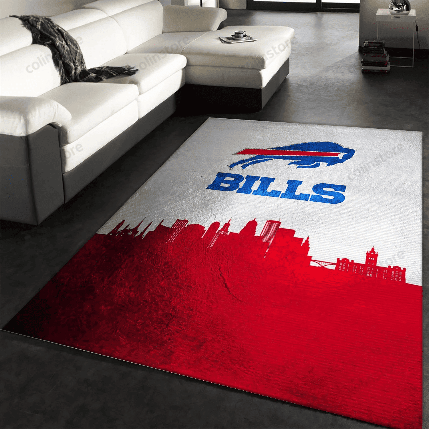 Buffalo Bills Skyline Rectangle Area Rug – Full Print Carpet For Living Room & Bedroom Home Decor