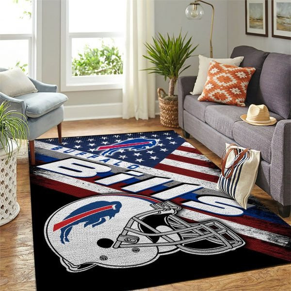 Buffalo Bills Team Logo American Living Room Rectangle Area Rug – Full Print Carpet For Living Room & Bedroom Home Decor