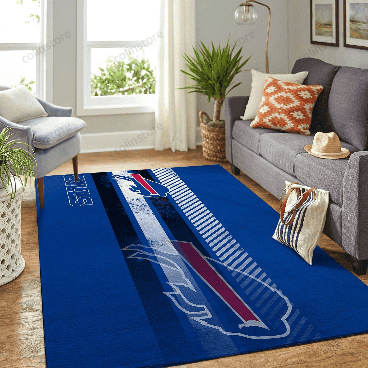 Buffalo Bills Team Logo Gift Rectangle Area Rug – Full Print Carpet For Living Room & Bedroom Home Decor