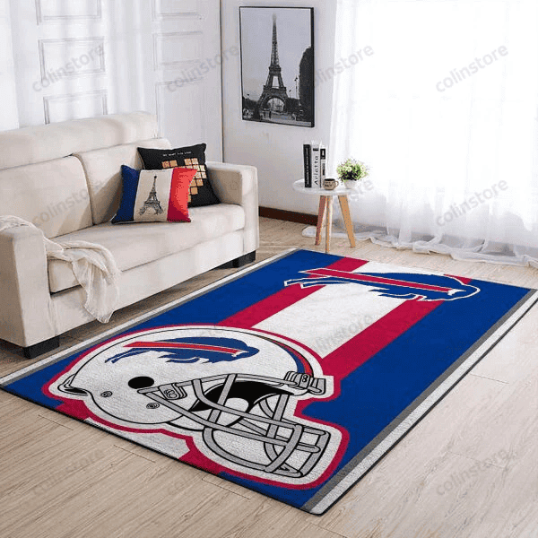 Buffalo Bills Team Logo Helmet Nice Gift 3D Rectangle Area Rug – Full Print Carpet For Living Room & Bedroom Home Decor