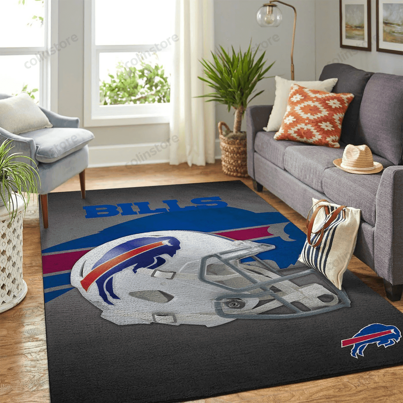 Buffalo Bills Team Logo Rectangle Area Rug – Full Print Carpet For Living Room & Bedroom Home Decor