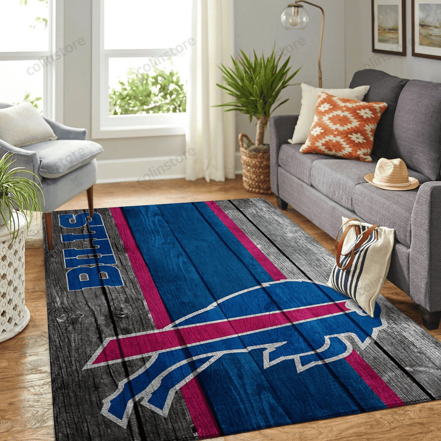 Buffalo Bills Team Logo Rectangle Area Rug – Full Print Carpet For Living Room & Bedroom Home Decor