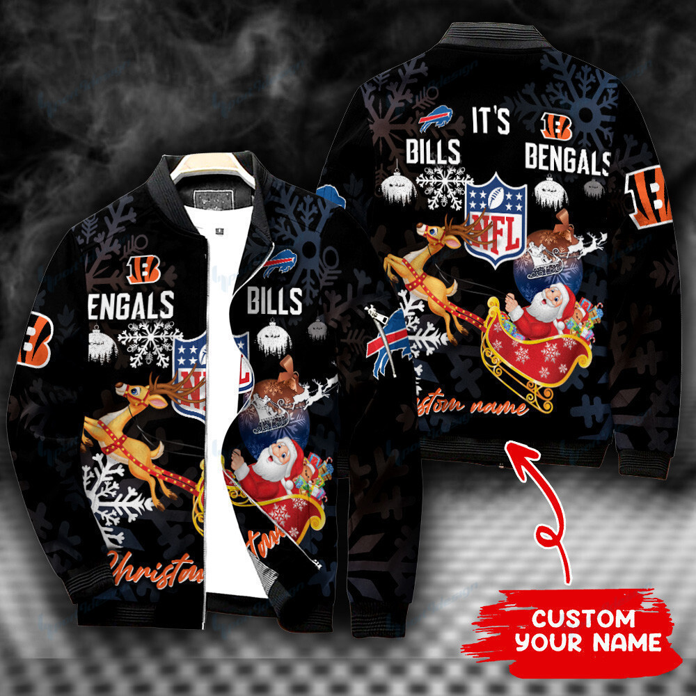 Buffalo Bills Vs Cincinnati Bengals Personalized Bomber Jacket | NFL Team Jacket for Men & Women | Football Fan Gift