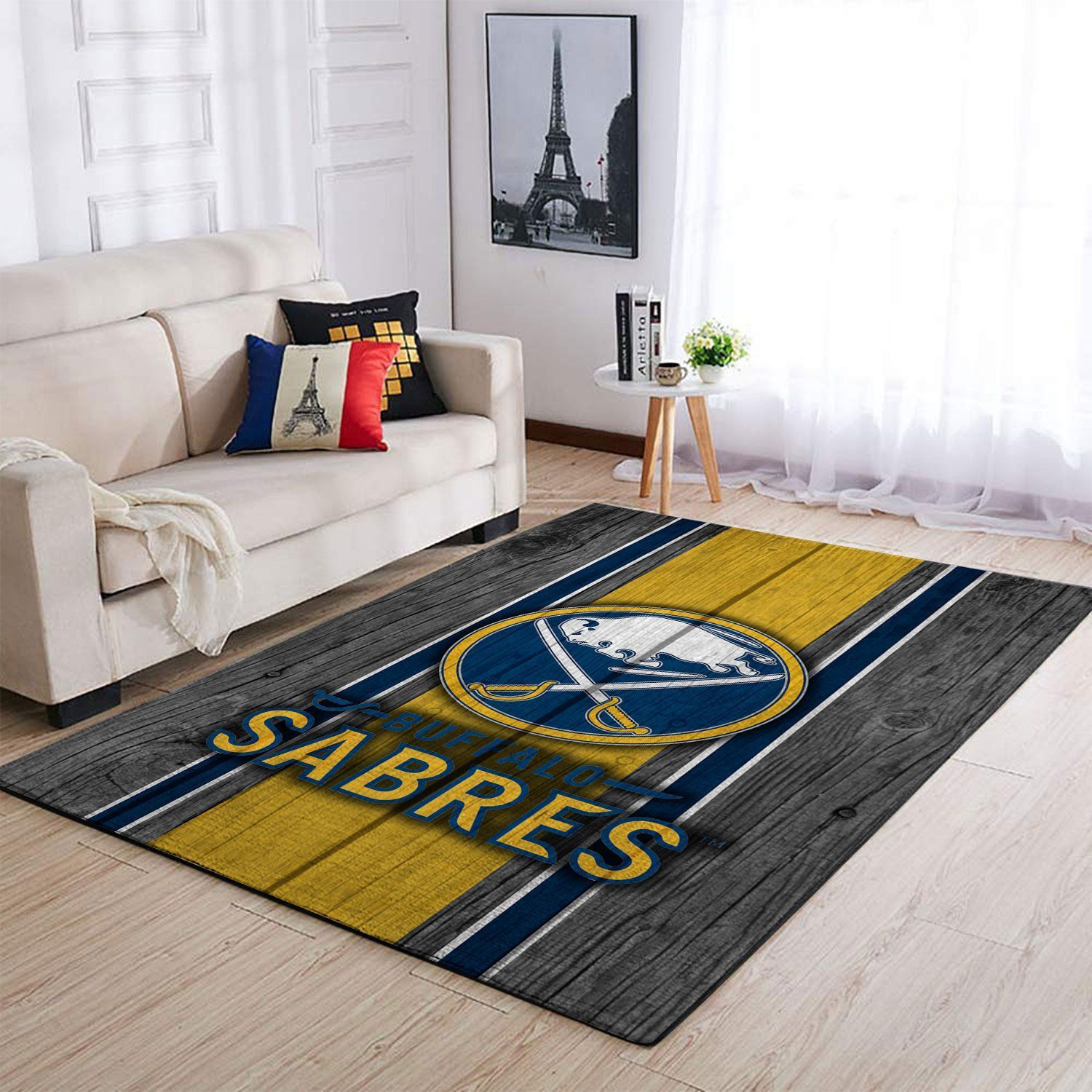 Buffalo Sabres Team Logo Rectangle Area Rug – Full Print Carpet For Living Room & Bedroom Home Decor