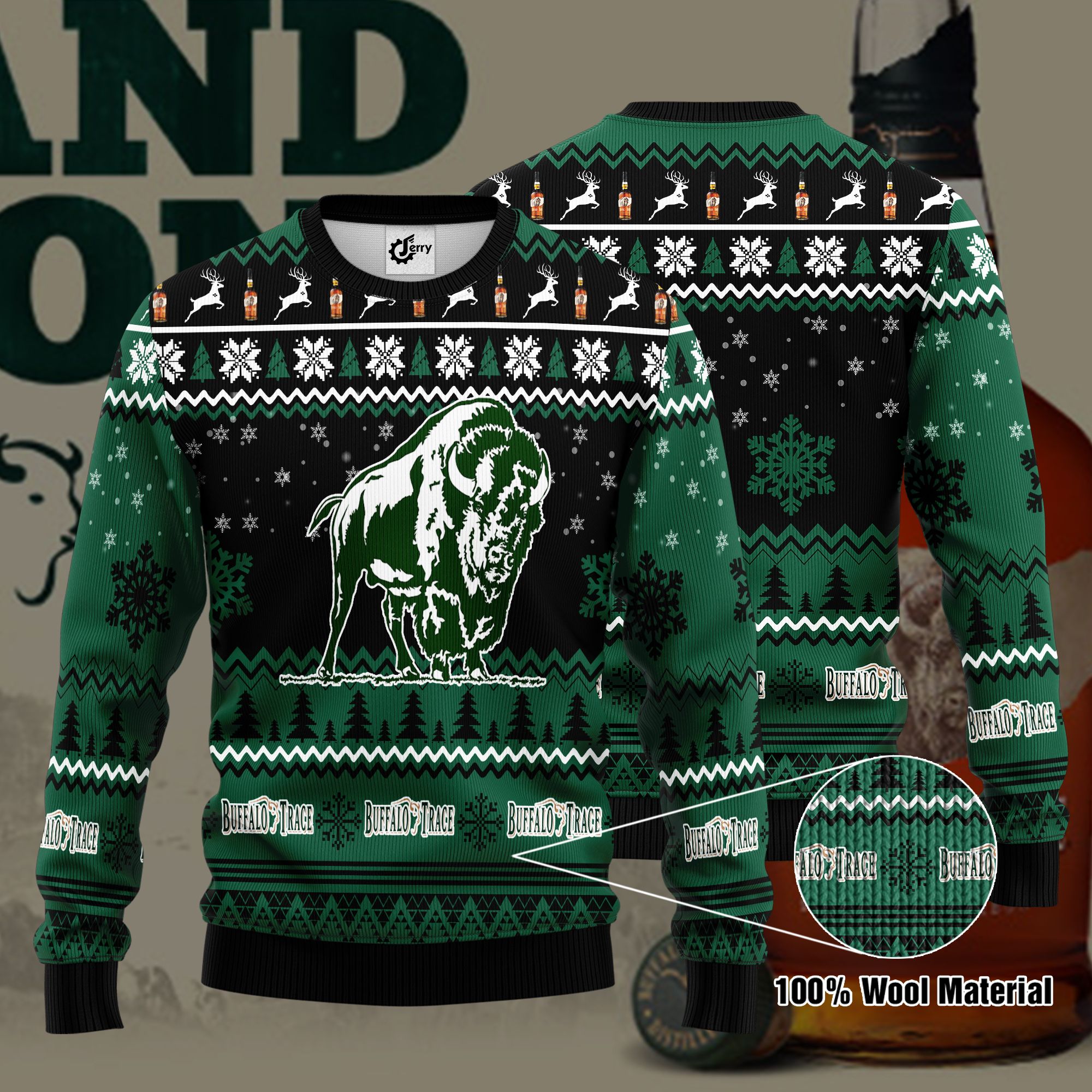Buffalo Trace 3D Print Ugly Christmas Sweater, Hoodie, Zip Hoodie, Bomber Jacket