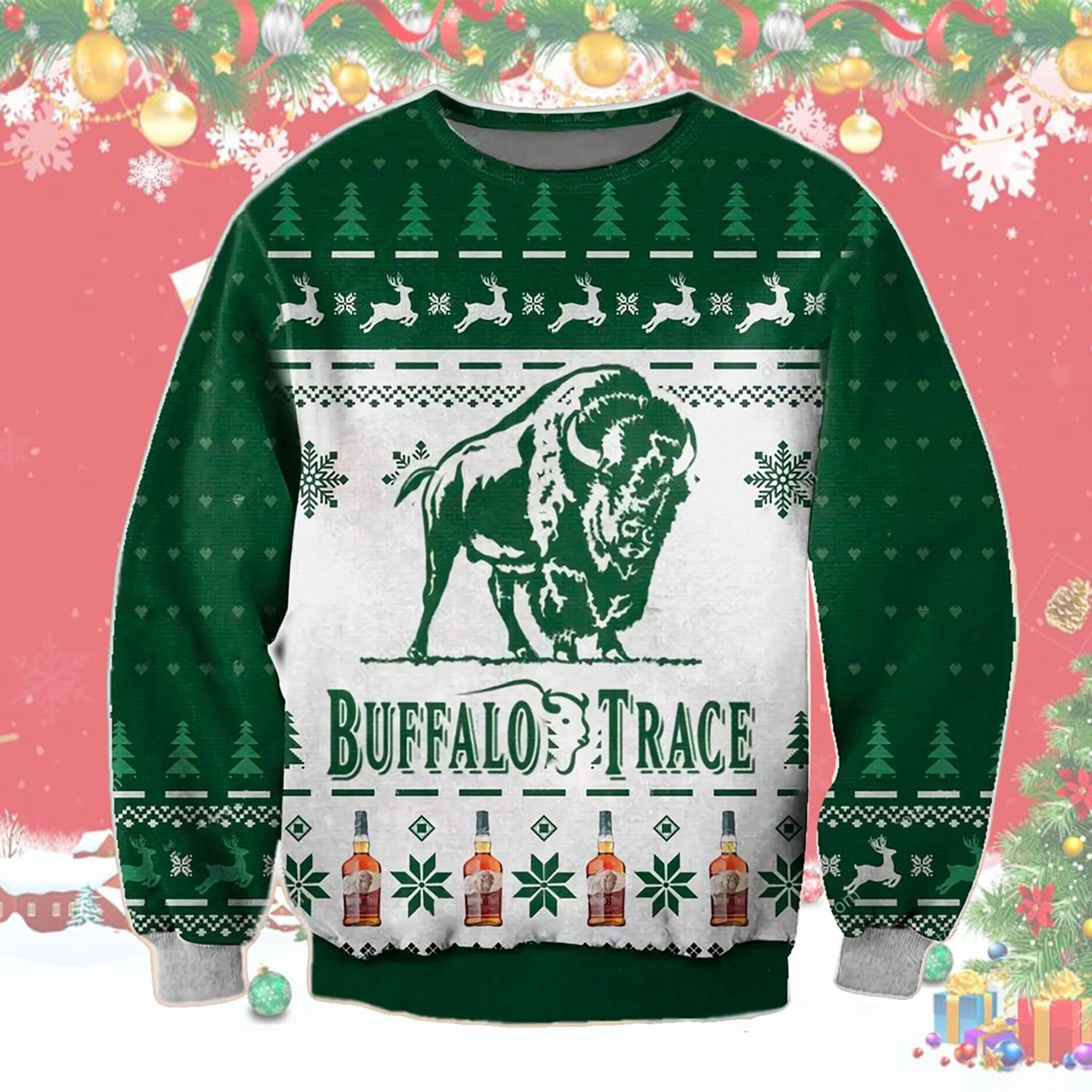 Buffalo Trace Whisky Green Ugly Christmas Sweater