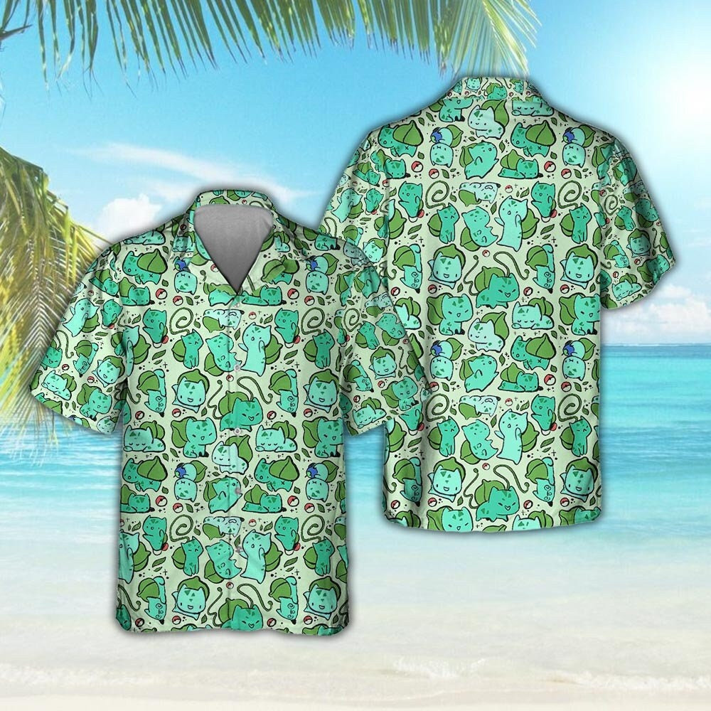 Bulbasaur Button Up Pikachu Summer Vacation Beach Family Hawaiian Shirt