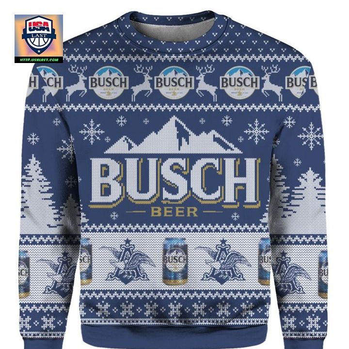 Busch Beer Blue Ugly Christmas Sweater