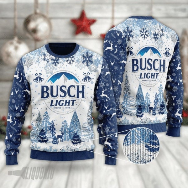 Busch Beer Light Knitted Sweater Ugly Christmas Sweater