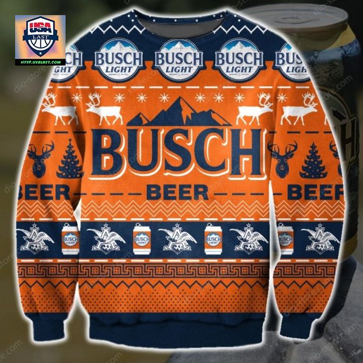 Busch Beer Orange Ugly Christmas Sweater