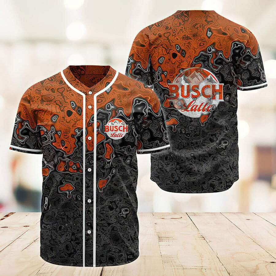 Busch Latte Baseball Jersey Abstract Holographic Beer Lovers Gift, Busch Latte Beer Lover Gift Idea, Beer Baseball Jersey For Men Women