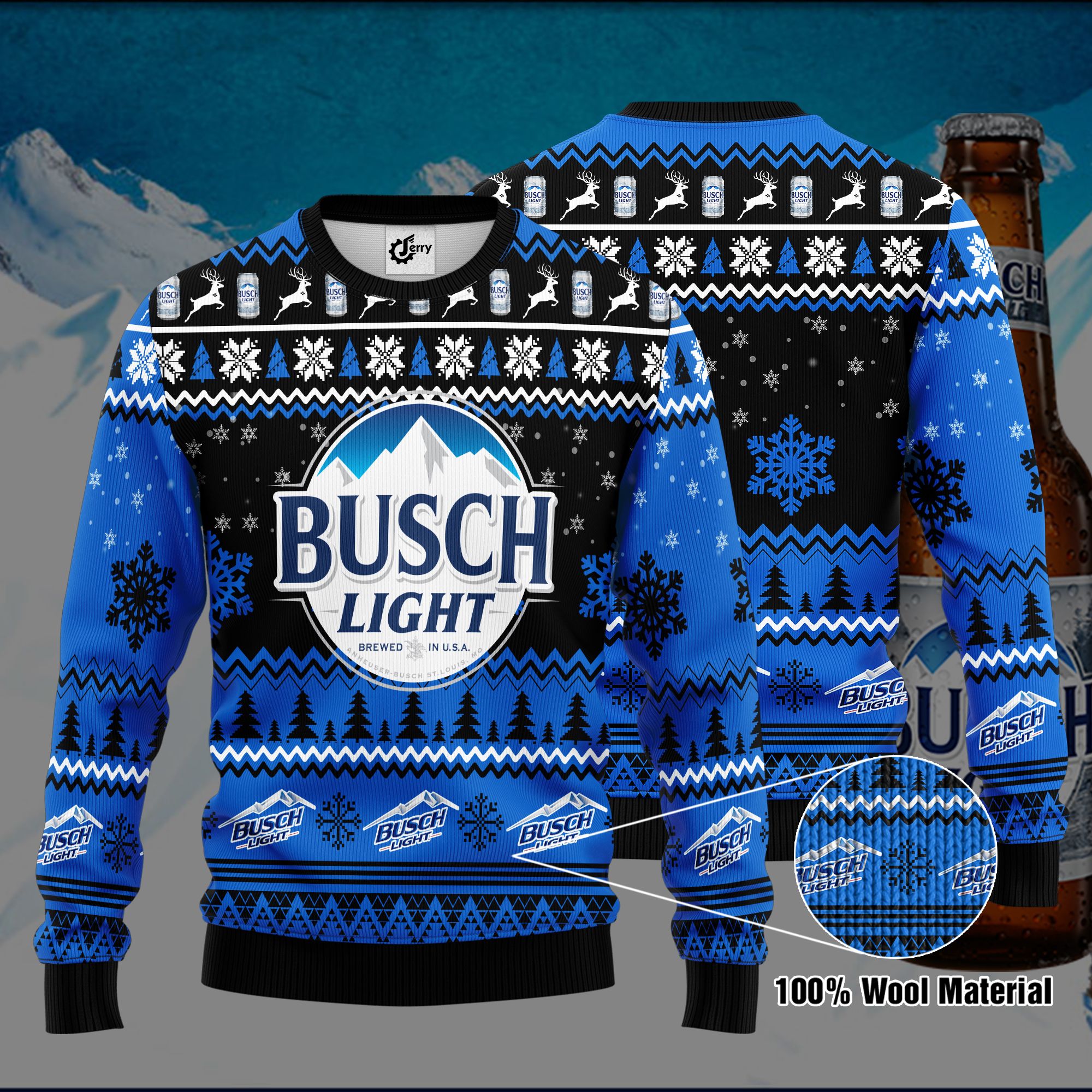 Busch Light 3D Print Ugly Christmas Sweater, Hoodie, Zip Hoodie, Bomber Jacket