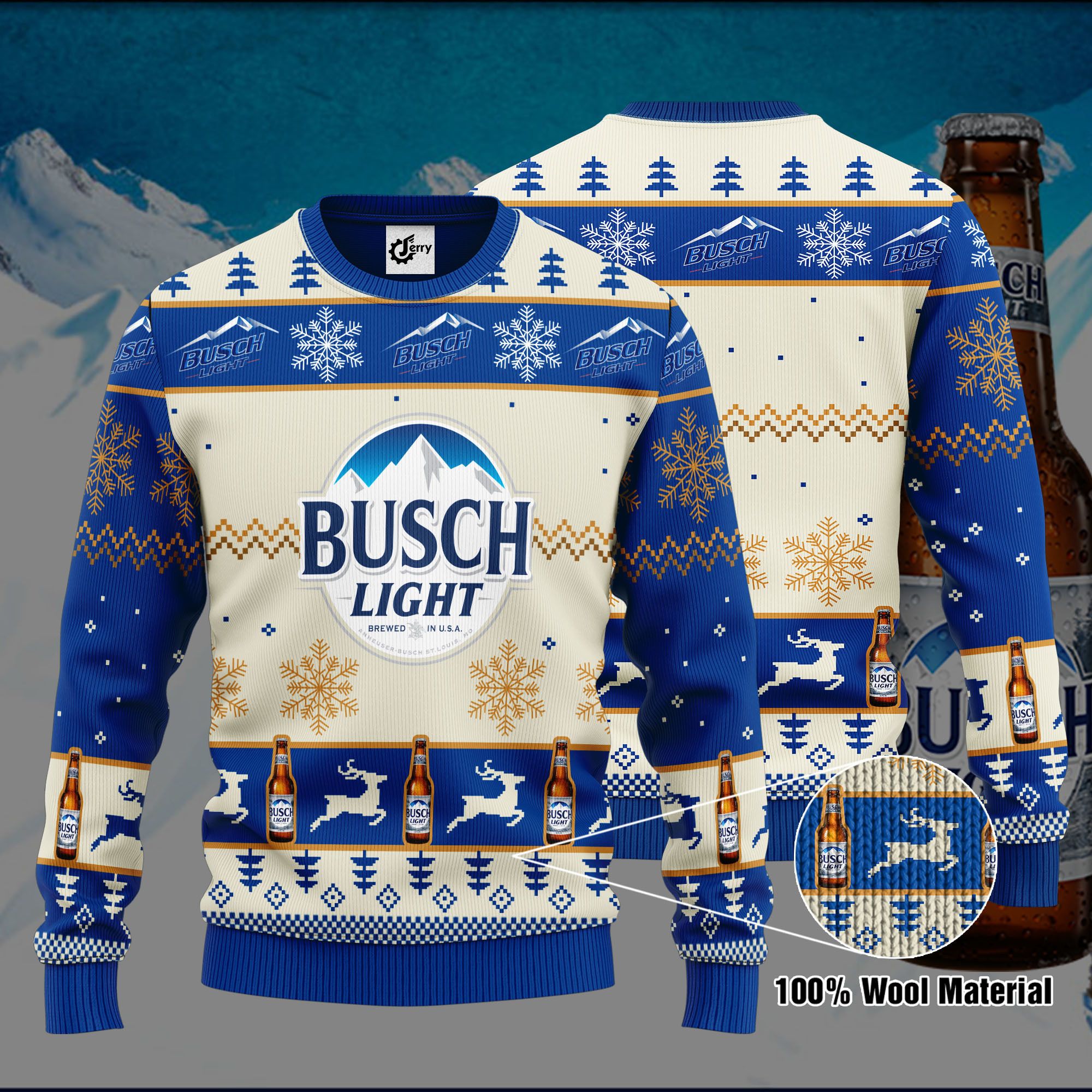 Busch Light 3D Print Ugly Christmas Sweater, Hoodie, Zip Hoodie, Bomber Jacket